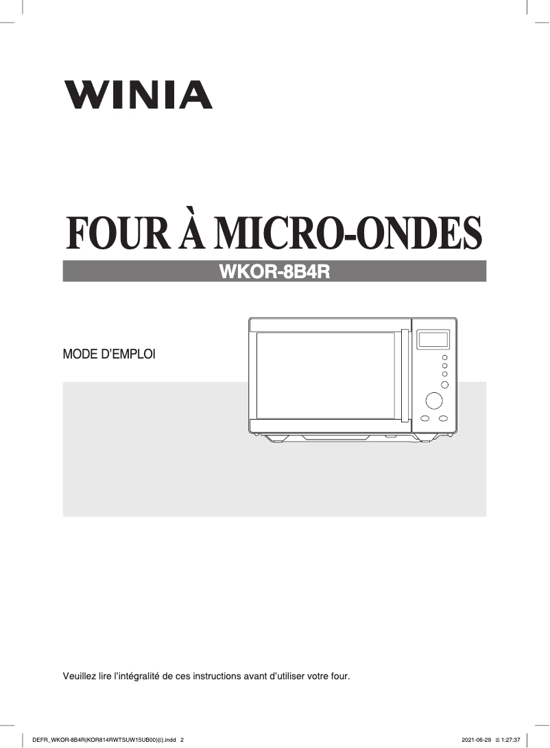 Page 1 de la notice Manuel utilisateur Winia WKOR-8B4R