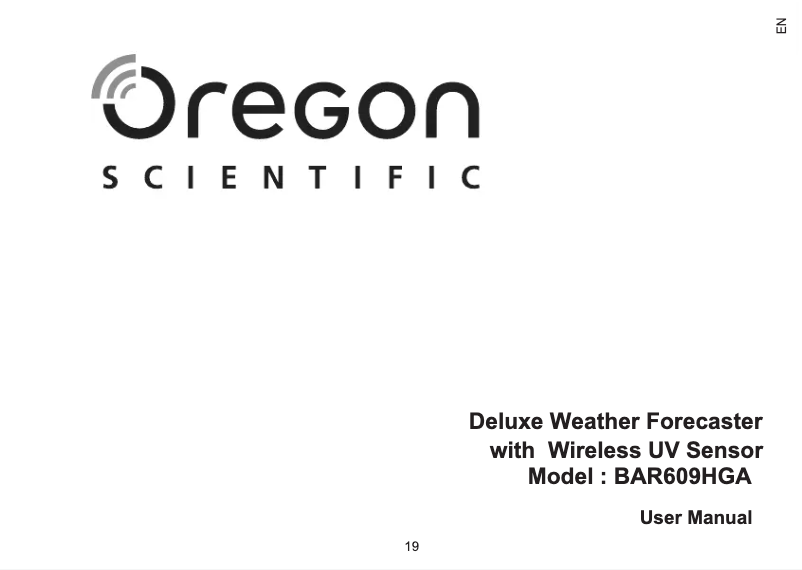 Image de la première page du manuel de l'appareil BAR609HGA