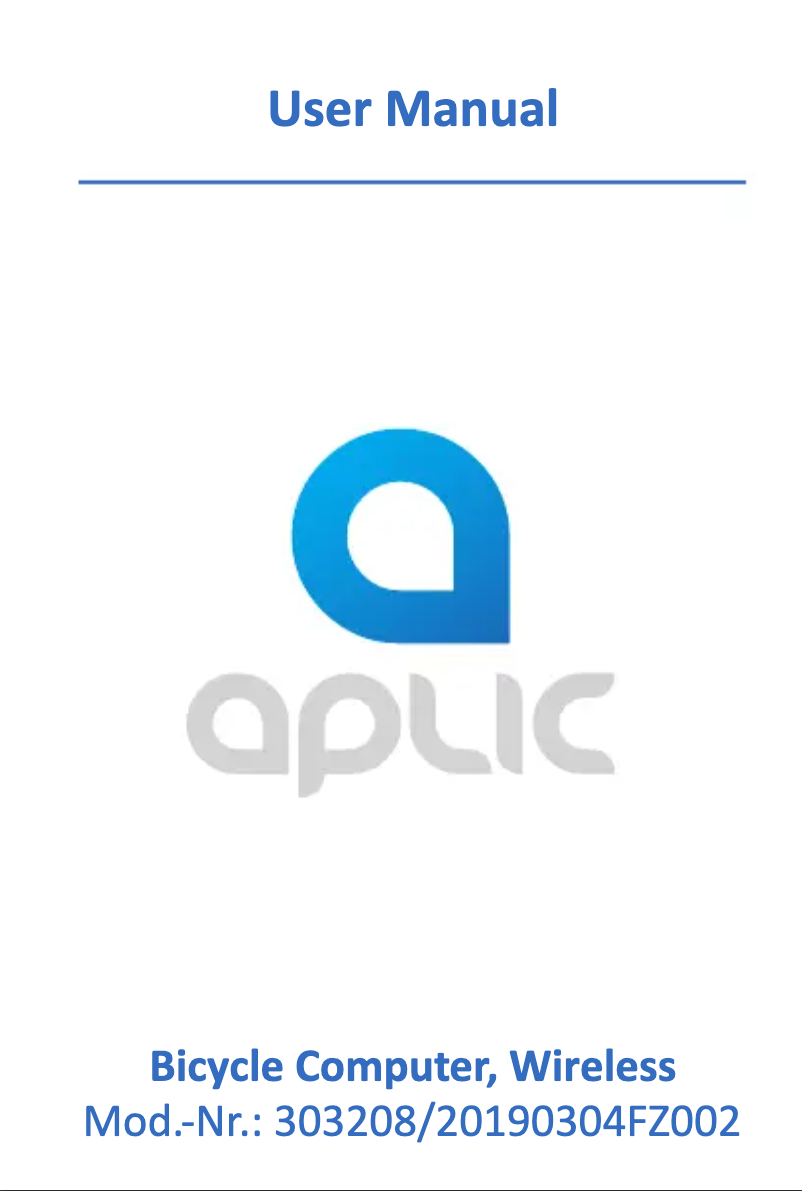 Page 1 of the manual User Manual Aplic 303208