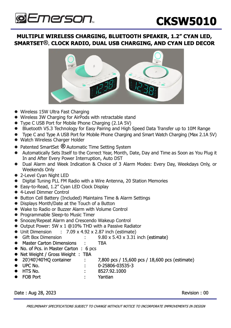 Image de la première page du manuel de l'appareil SmartSet CKSW5010