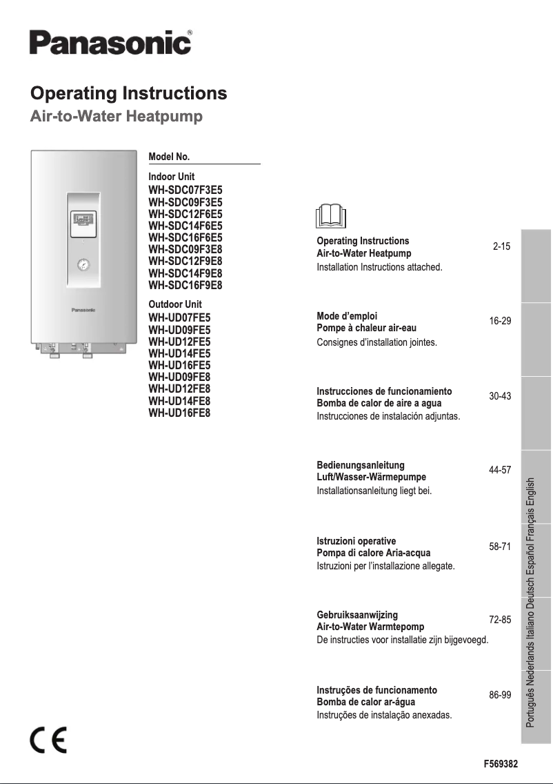 Page n°1 - Manuel utilisateur Panasonic WH-UD14FE5