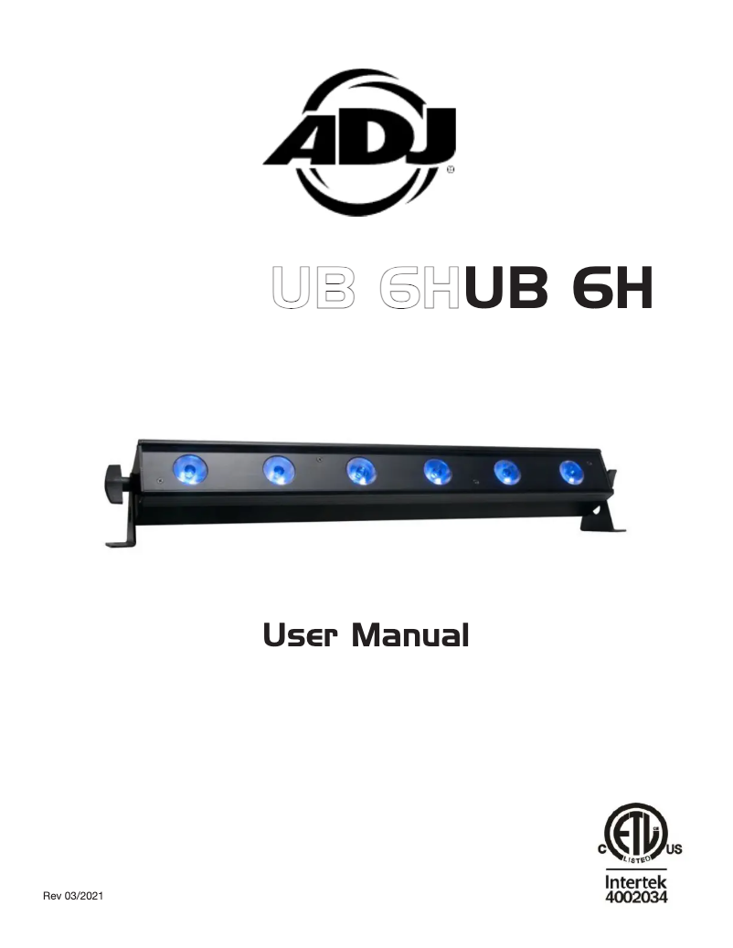 Page n°1 - Manuel utilisateur American DJ UB 6H