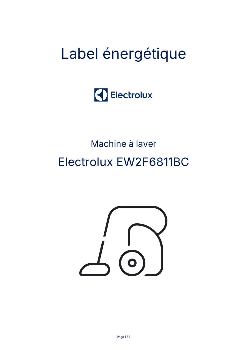 Image de la première page du manuel de l'appareil EW2F6811BC