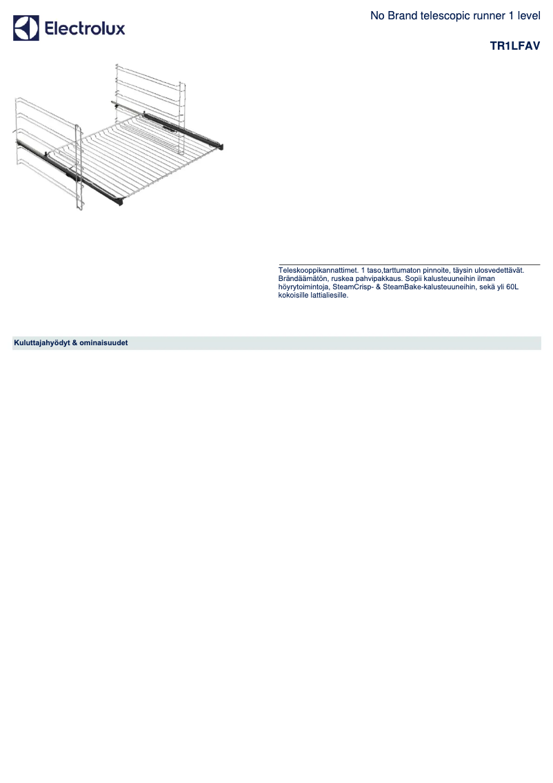 Page 1 de la notice Brochure Electrolux TR1LFAV