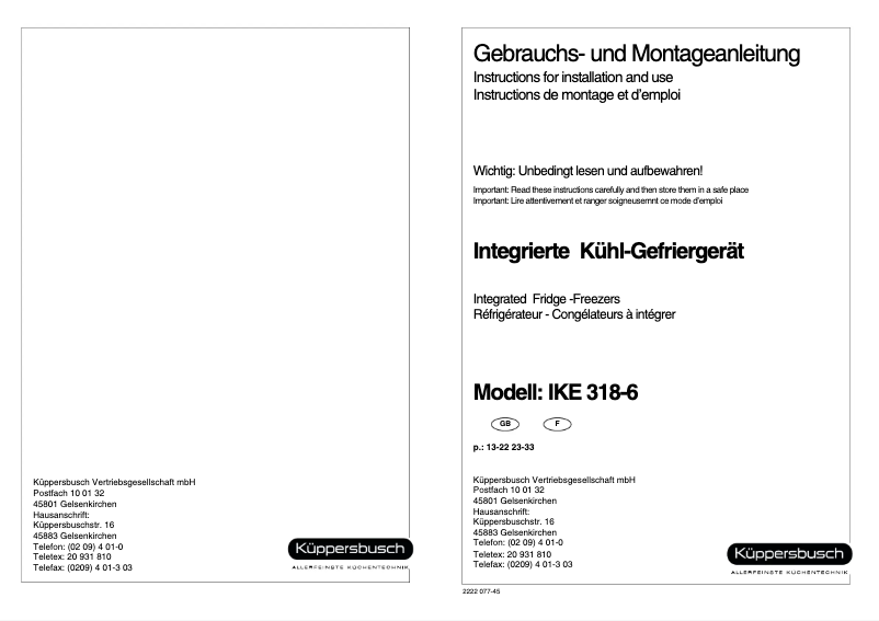 Imagen de la primera página del manual del dispositivo IKE 318-6