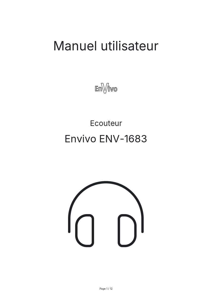 Page n°1 - Manuel utilisateur Envivo ENV-1683