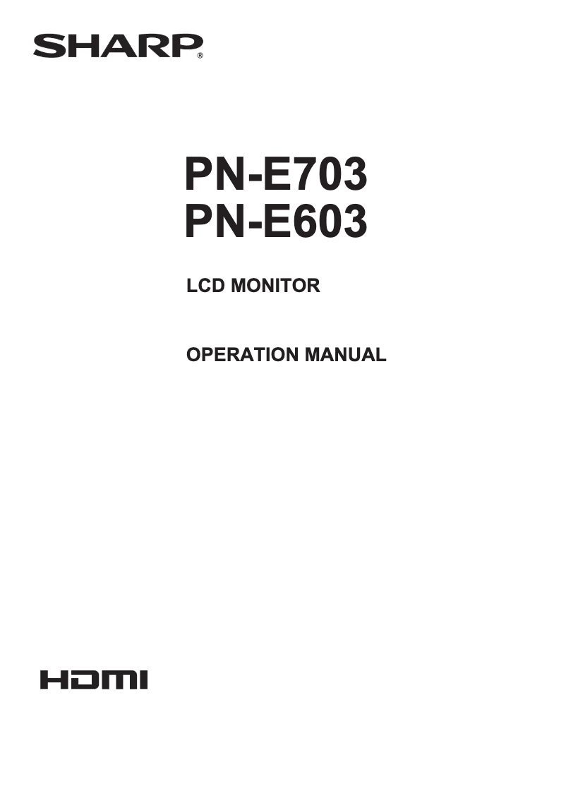 Page 1 de la notice Manuel utilisateur Sharp PN-E703
