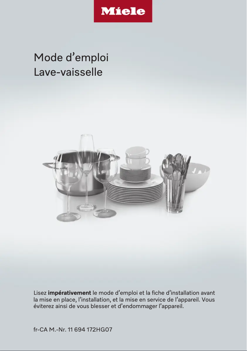 Page 1 of the manual User Manual Miele G 5482 SCVi SL Active
