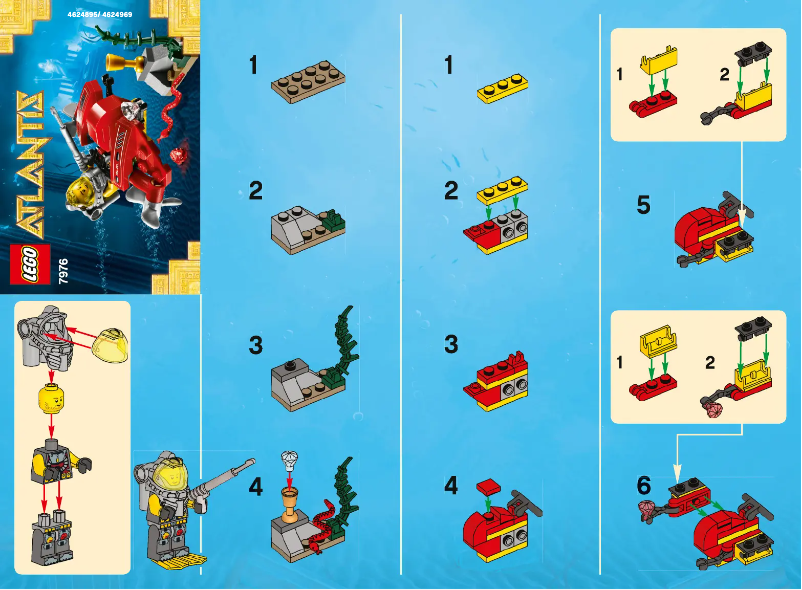 Page 1 de la notice Consignes visuelles Lego Atlantis 7976