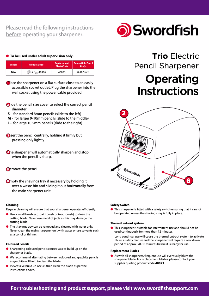 Page 1 de la notice Manuel utilisateur Swordfish Trio