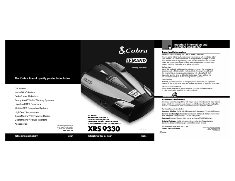 Página 1 del manual Manual de usuario Cobra XRS 9330