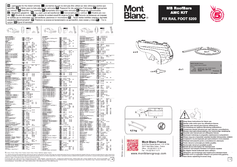 Page 1 de la notice Manuel utilisateur Mont Blanc AMC 5200