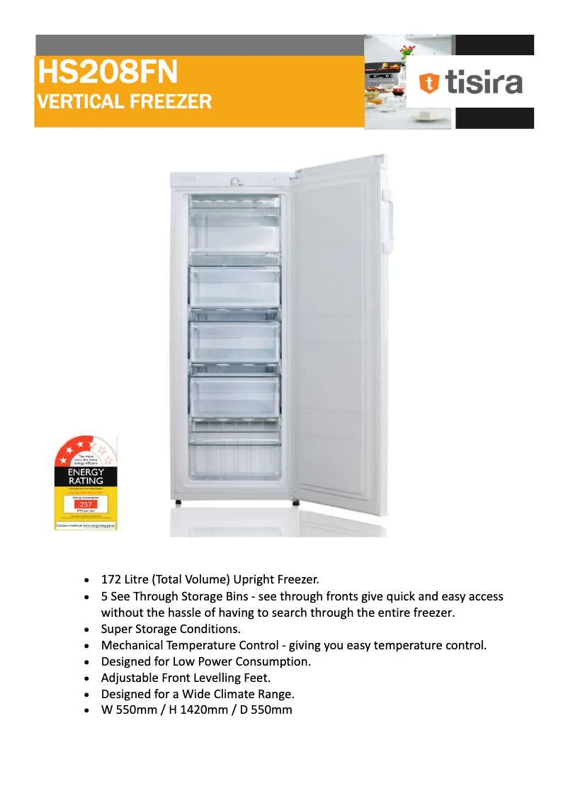 Page 1 de la notice Fiche technique Tisira HS-208FN