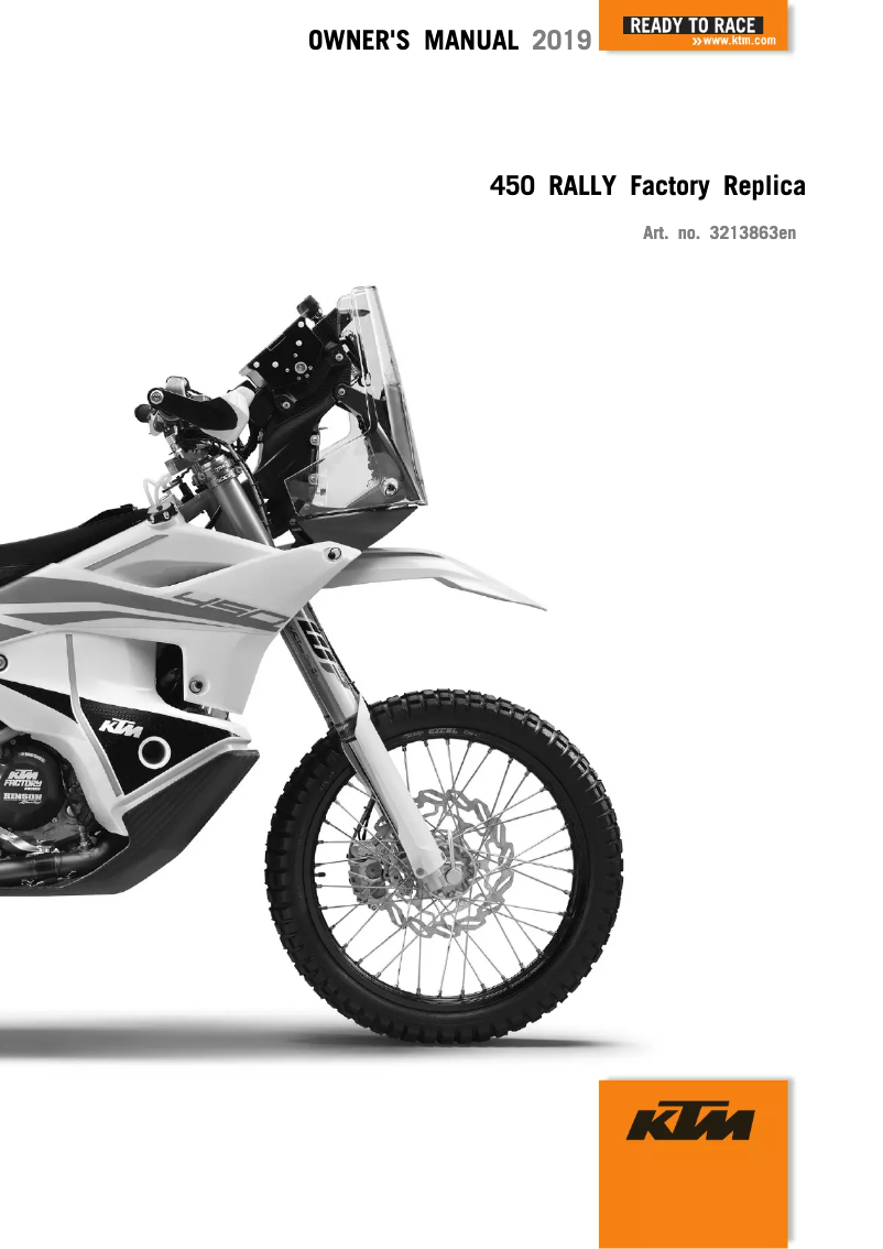 Image de la première page du manuel de l'appareil 450 Rally Factory Replica (2019)