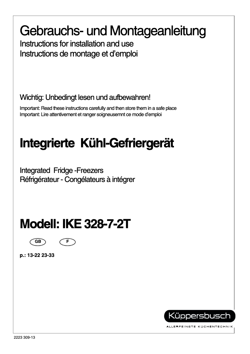Page n°1 - Manuel utilisateur Küppersbusch IKE 328-7-2 T