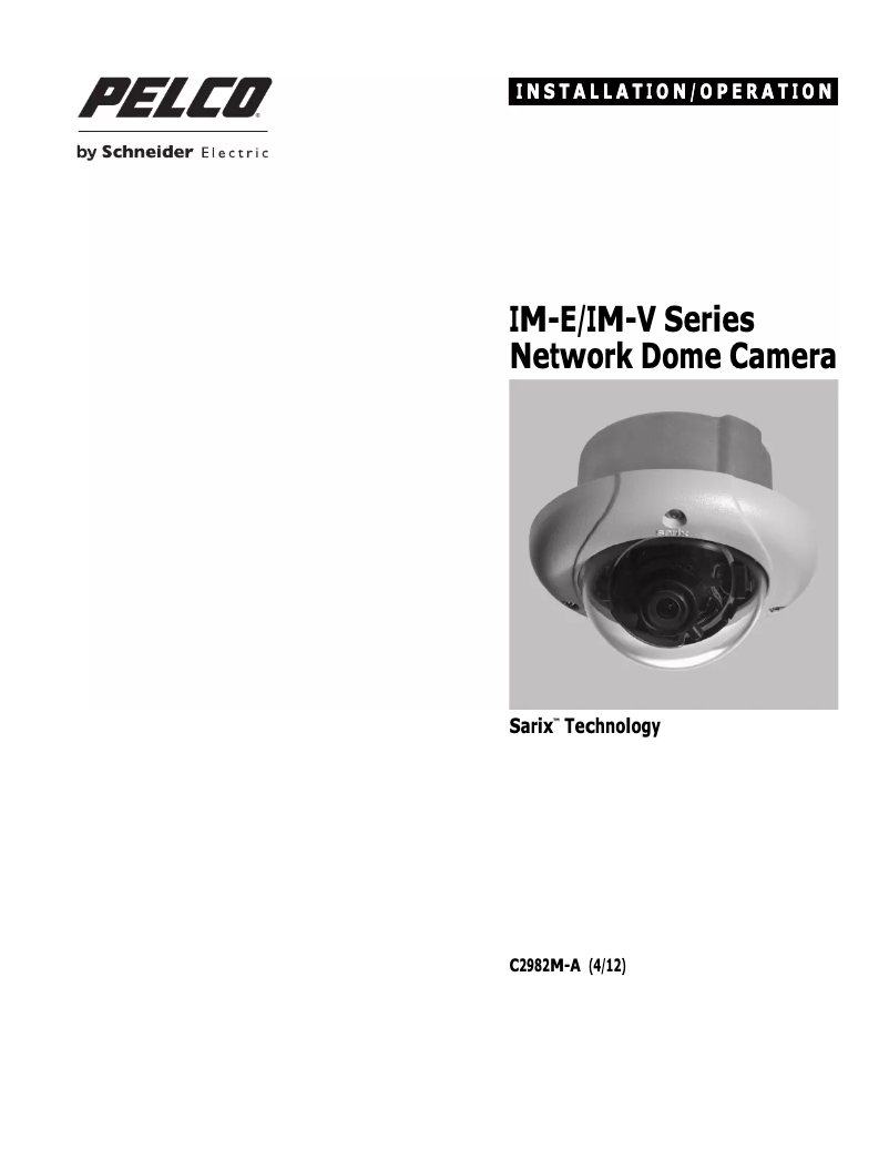 Page n°1 - Manuel utilisateur Pelco Sarix IM10LW10