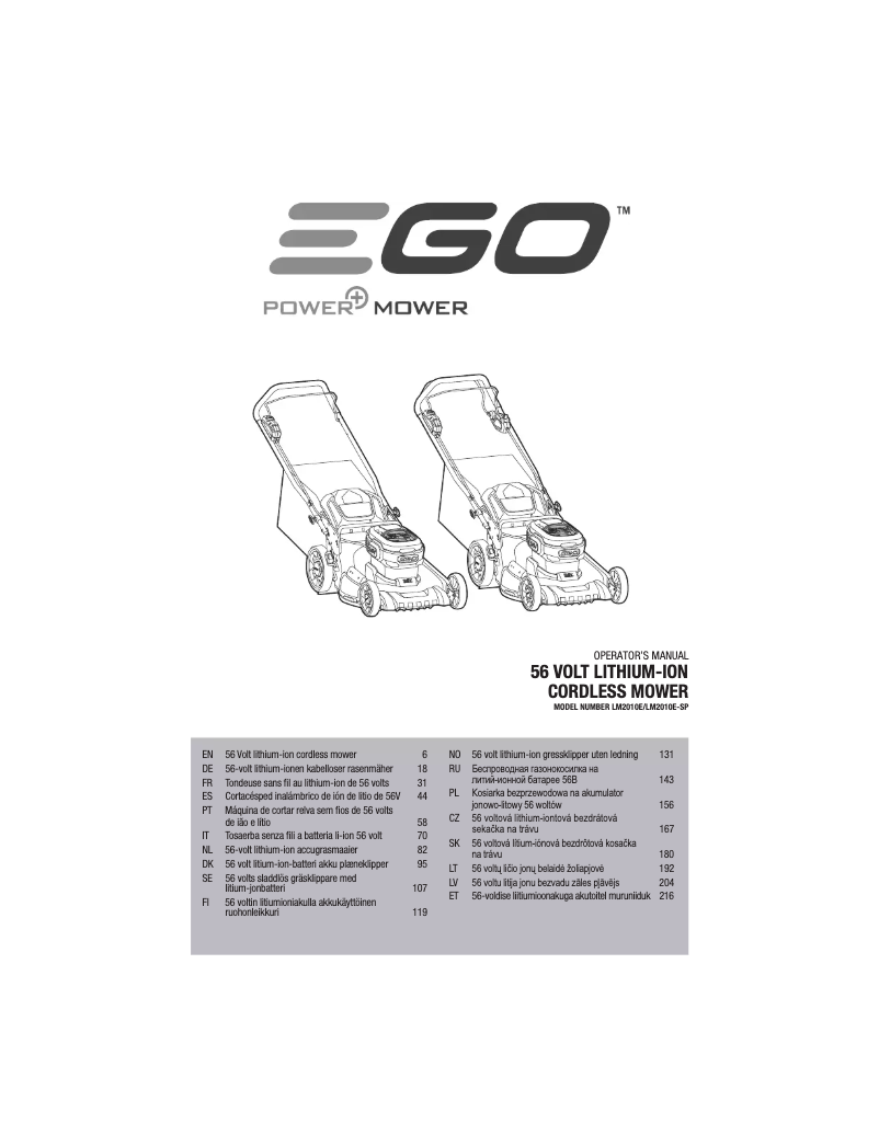 Page n°1 - Manuel utilisateur EGO LM2014E-SP