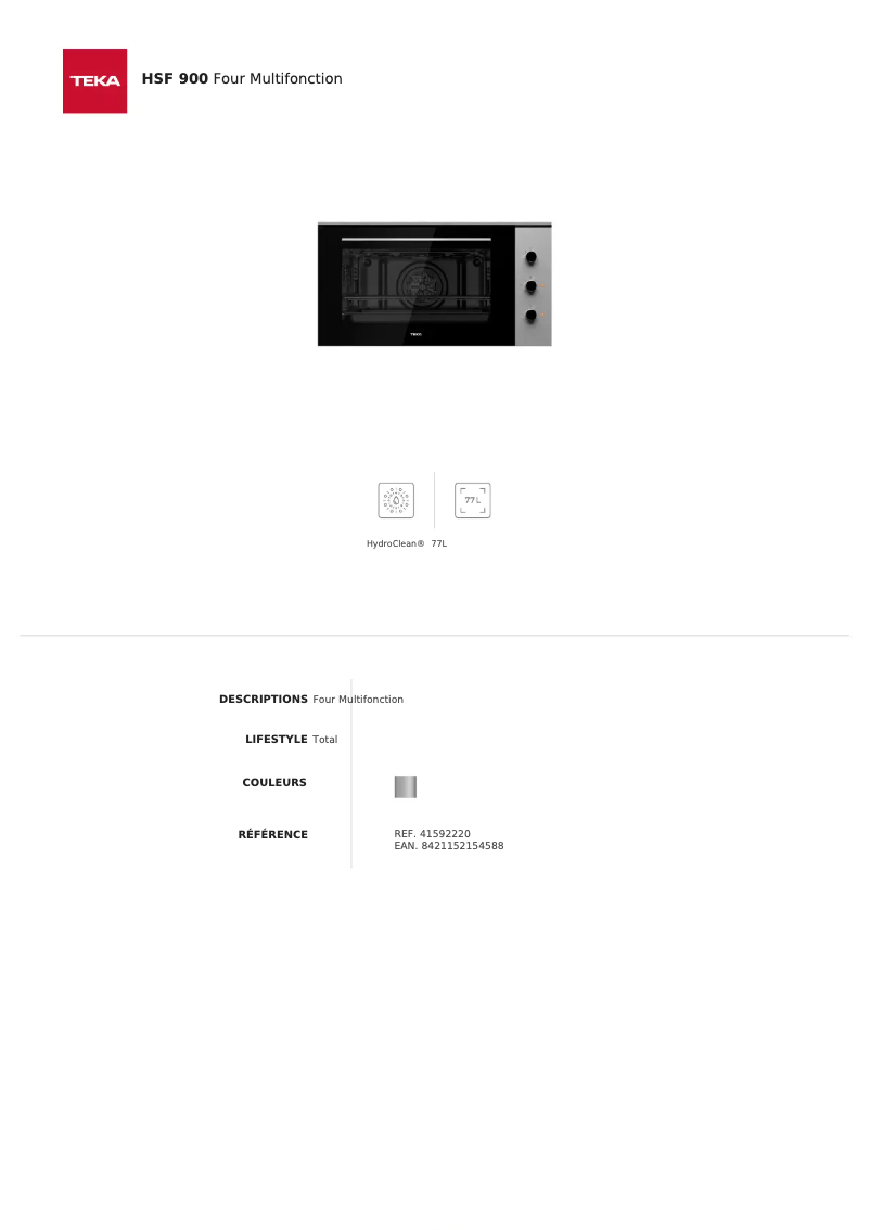 Page n°1 - Fiche technique Teka HSF 900