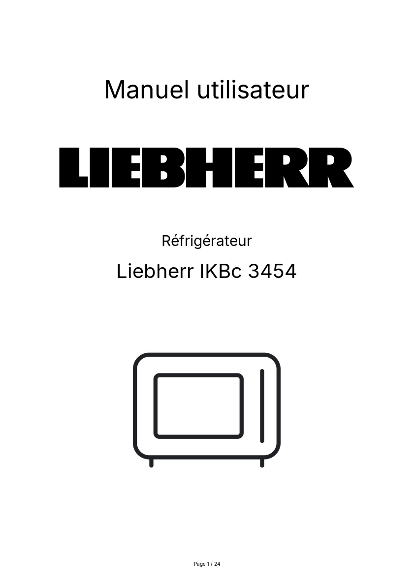 Page n°1 - Manuel utilisateur Liebherr IKBc 3454