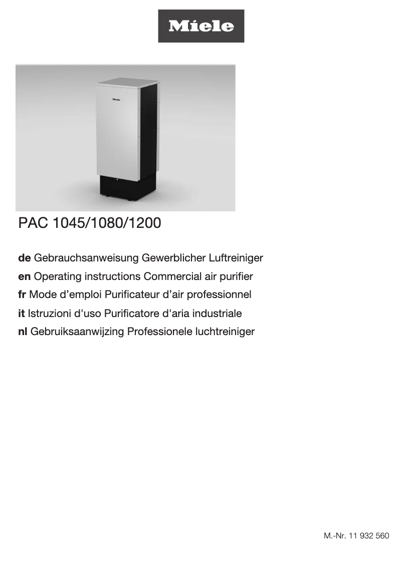 Página 1 del manual Manual de usuario Miele PAC 1200