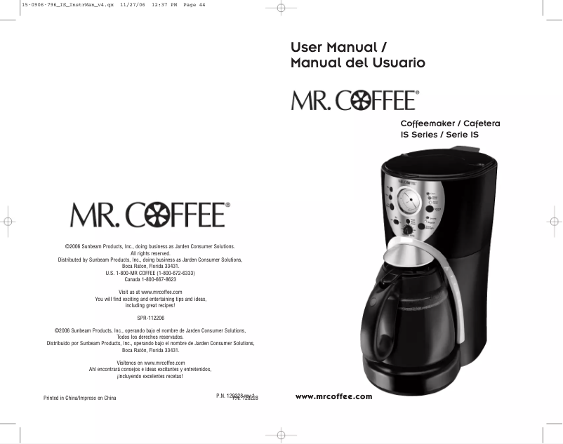 Page n°1 - Manuel utilisateur Mr. Coffee ISS13