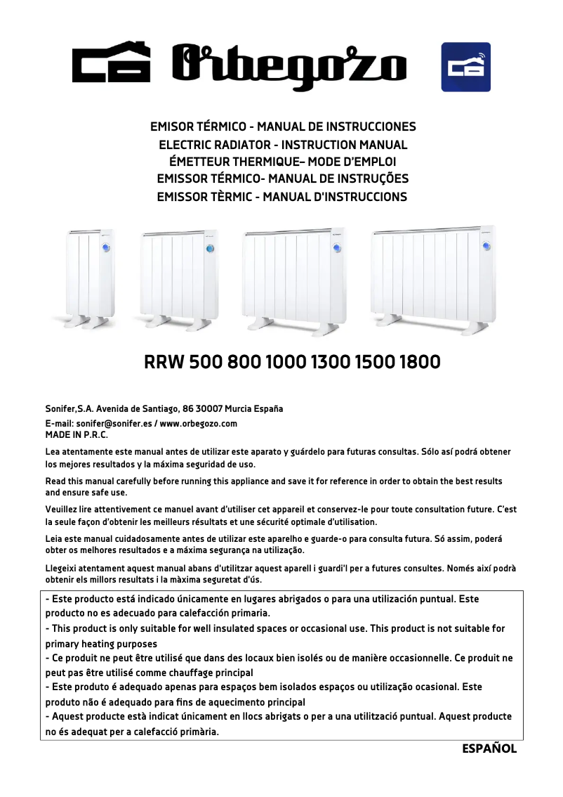 Page 1 de la notice Manuel utilisateur Orbegozo RRW 1300