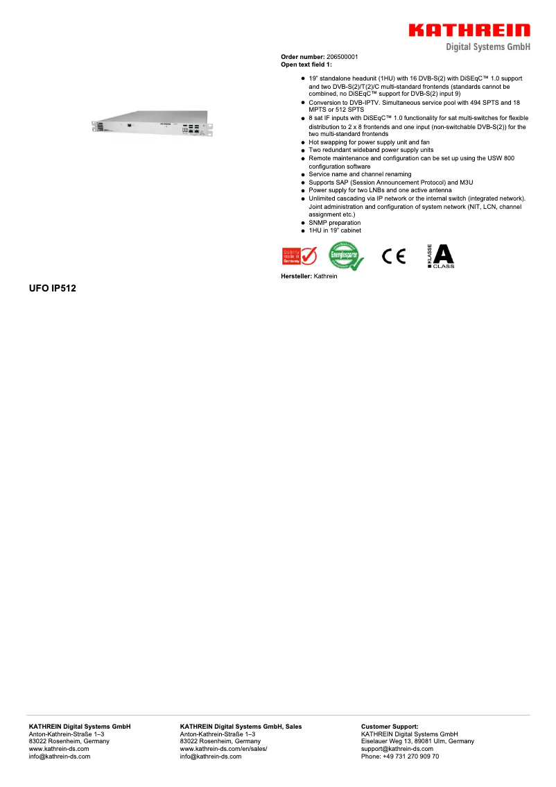 Image de la première page du manuel de l'appareil UFO IP512