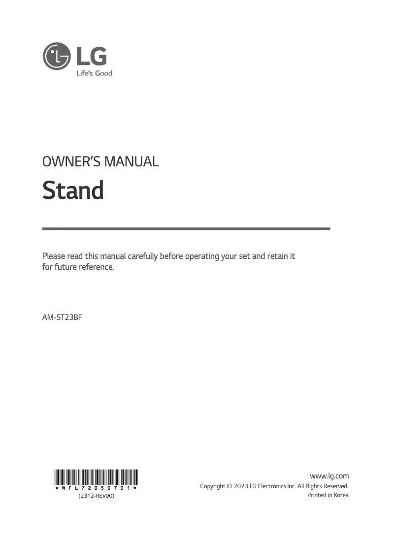 Page n°1 - Manuel utilisateur LG AM-ST23BF