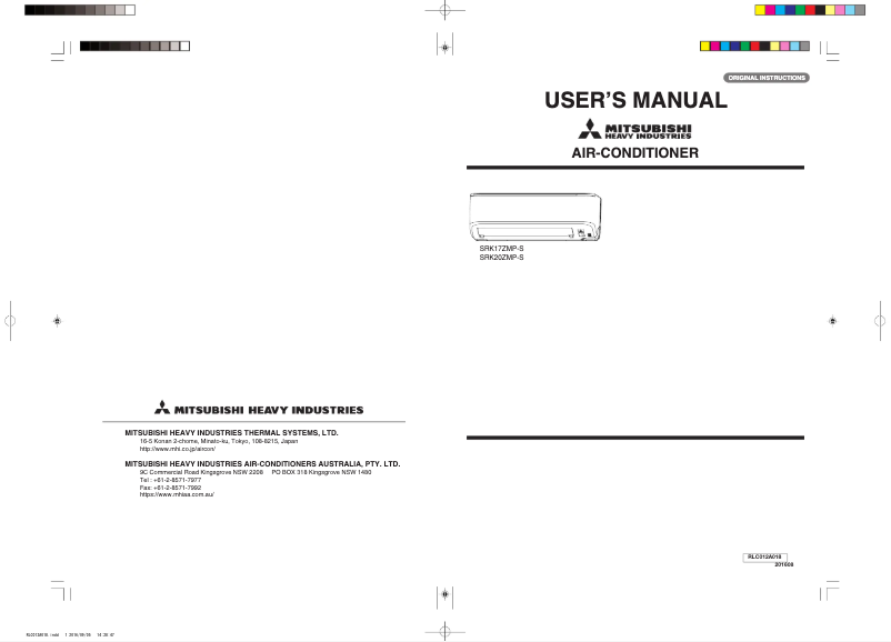 Page 1 de la notice Manuel utilisateur Mitsubishi SRK17ZMP-S