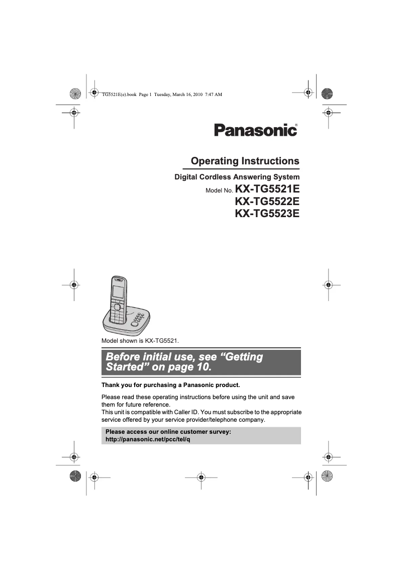 Imagen de la primera página del manual del dispositivo KX-TG5523E