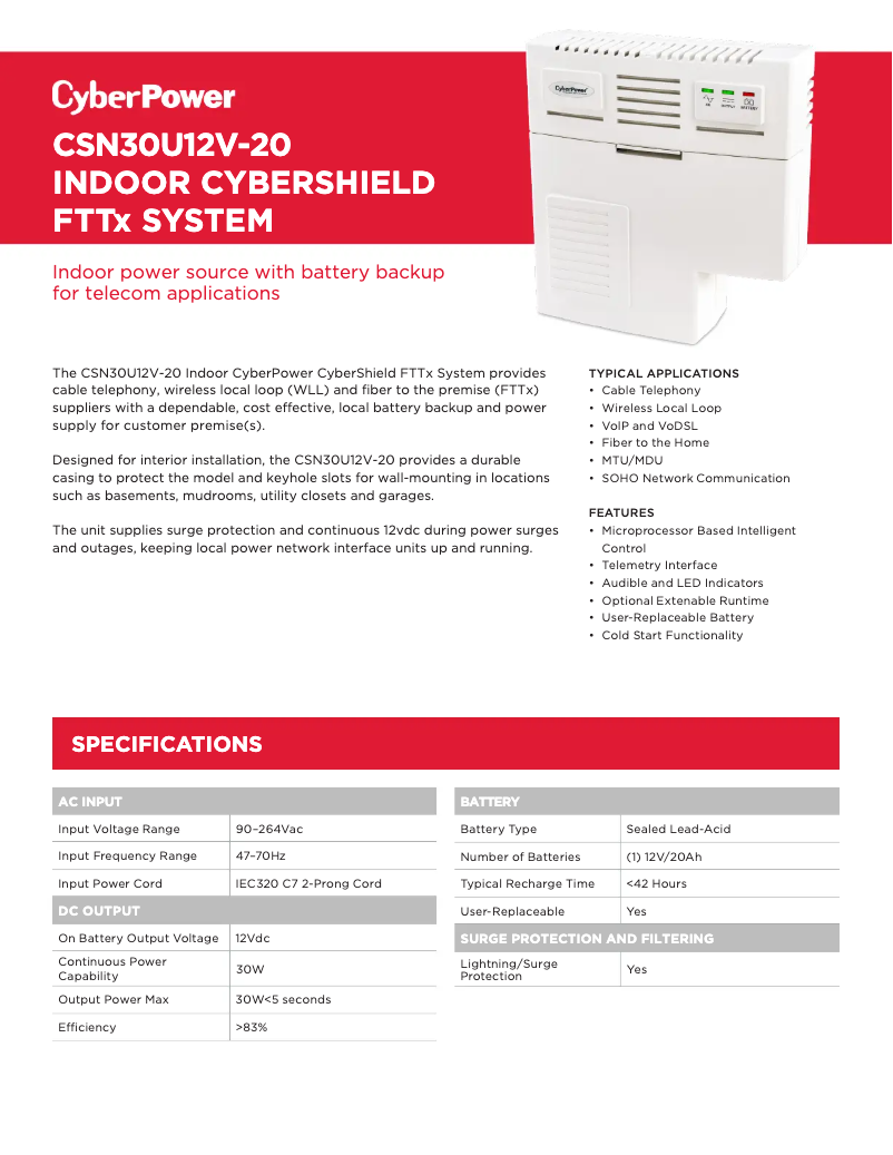 Image de la première page du manuel de l'appareil CSN30U12V-20