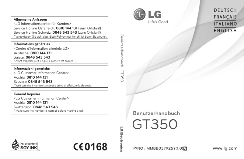 Page n°1 - Manuel utilisateur LG GT350