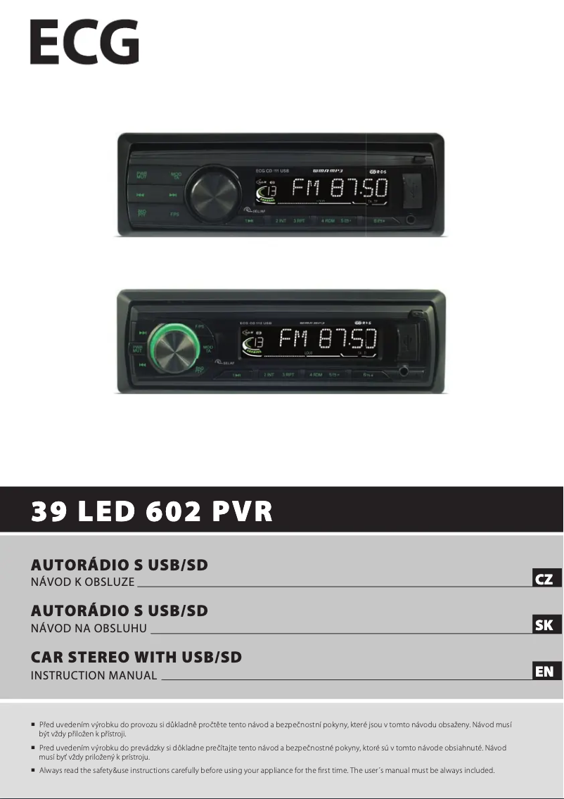 Page 1 de la notice Manuel utilisateur ECG CD 112 USB