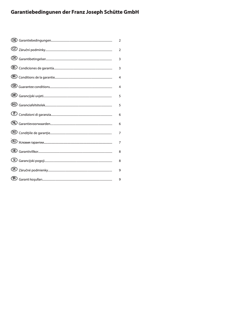 Page n°1 - Manuel utilisateur Schütte Galaxis