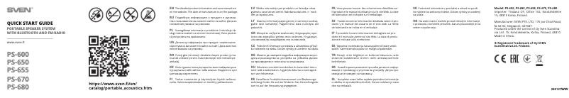 Page n°1 - Guide de démarrage rapide Sven PS-680