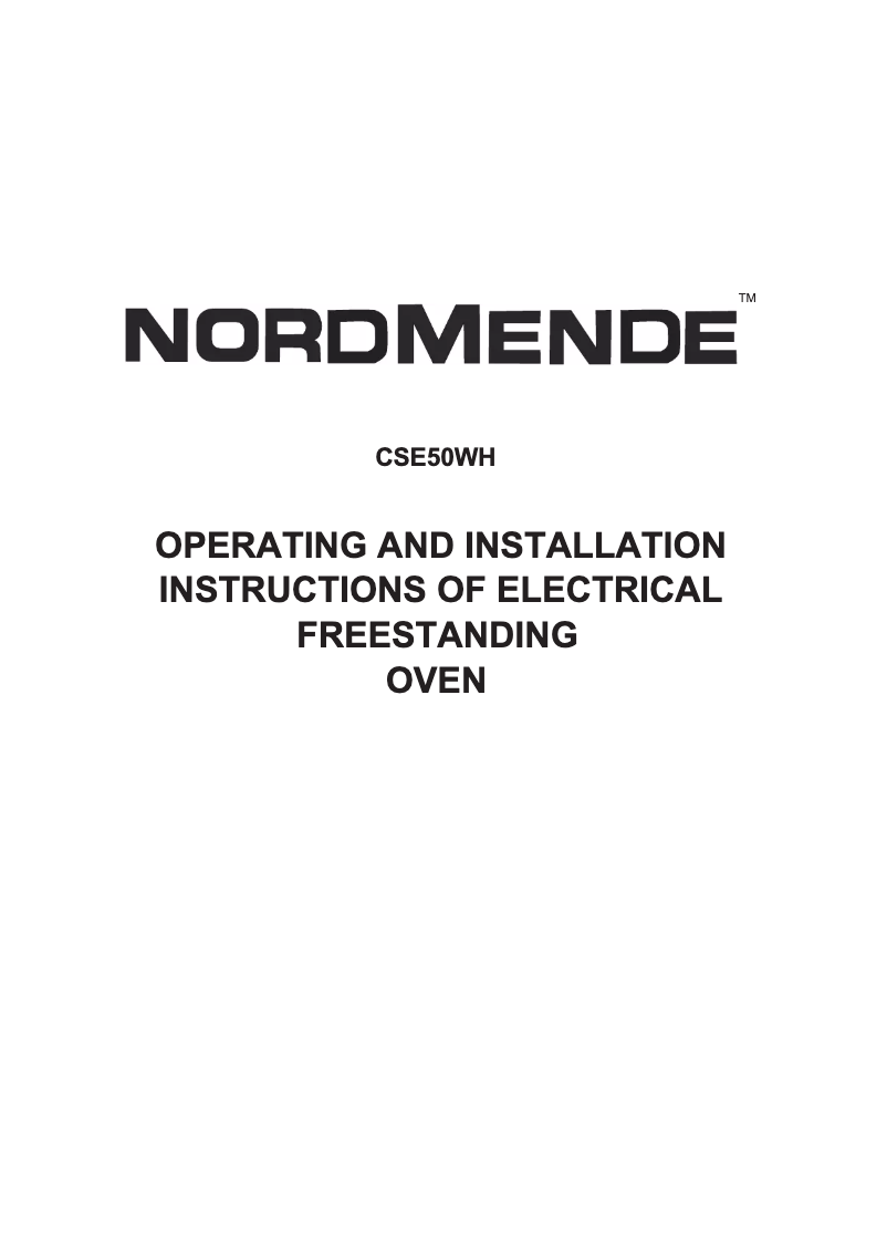 Page n°1 - Manuel utilisateur Nordmende CSE50WH