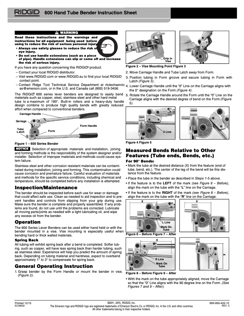Page 1 de la notice Instructions / montage Ridgid 608
