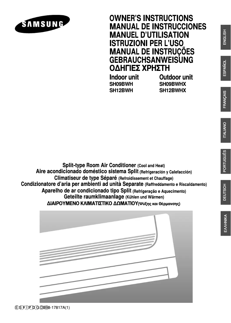 Page 1 de la notice Manuel utilisateur Samsung SH09BWH