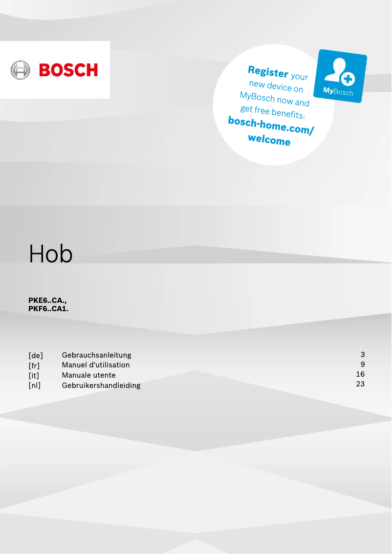 Page 1 de la notice Manuel utilisateur Bosch PKE611CA3E