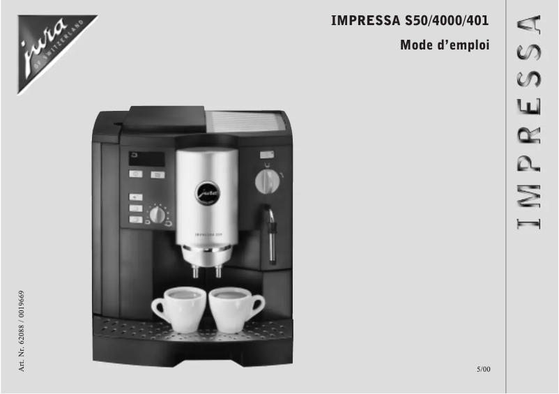 Page 1 de la notice Manuel utilisateur Jura IMPRESSA 4000
