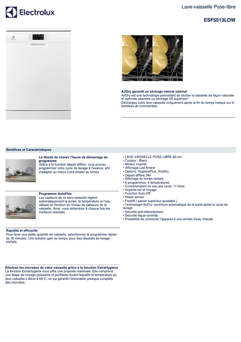 Image de la première page du manuel de l'appareil ESF5513LOW