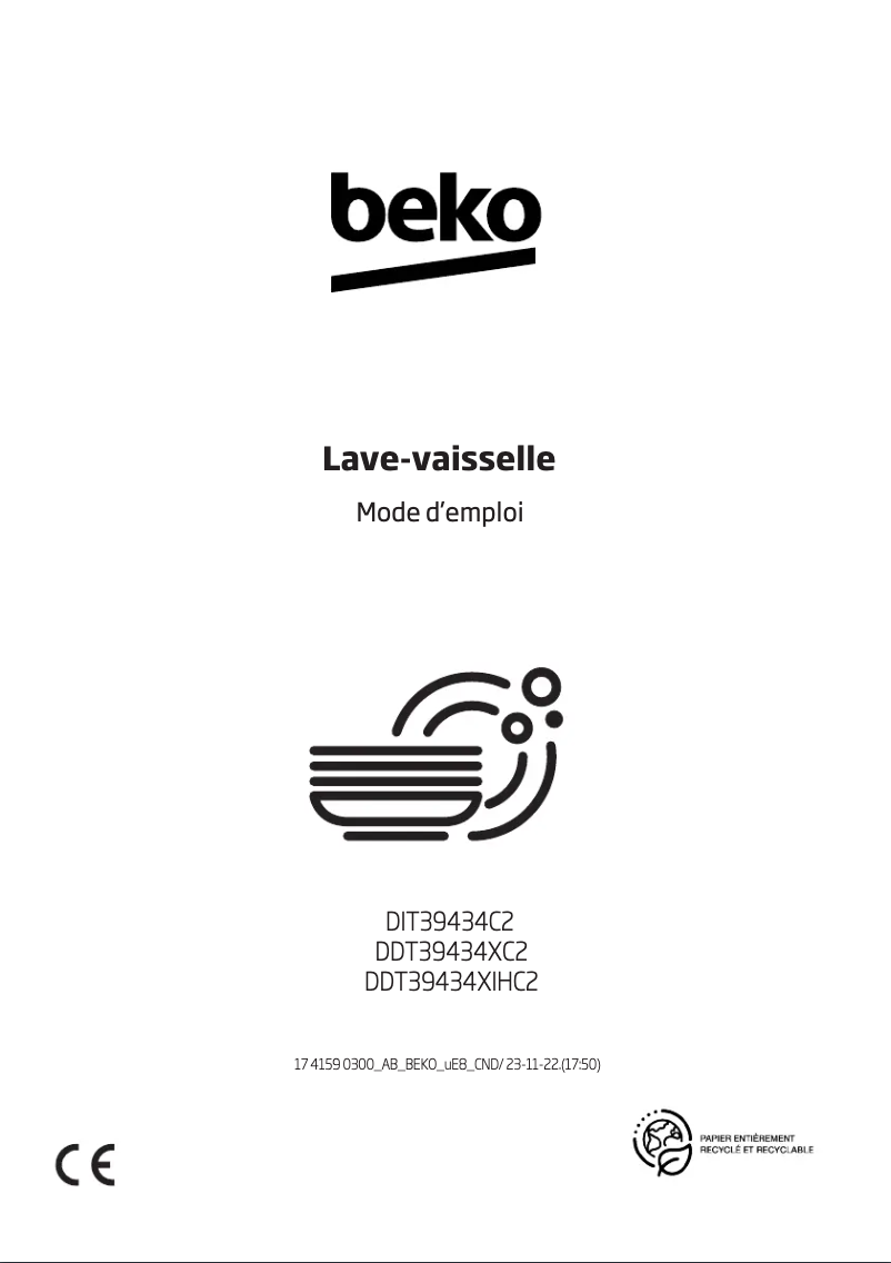 Page 1 de la notice Manuel utilisateur Beko DIT39434C2