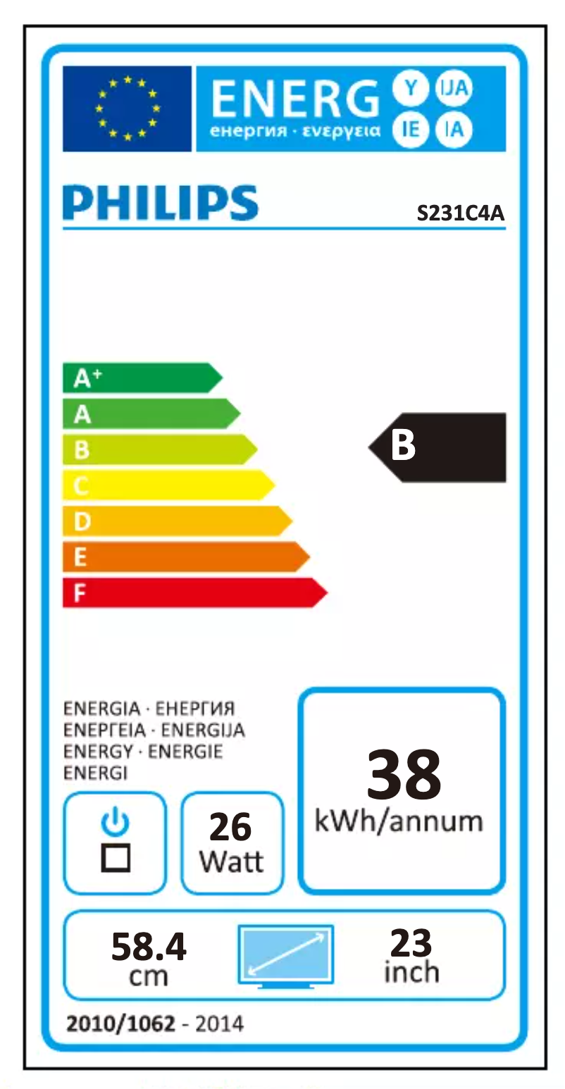Page n°1 - Label énergétique Philips S231C4AFD