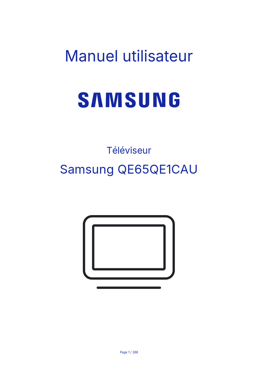 Page n°1 - Manuel utilisateur Samsung QE65QE1CAU