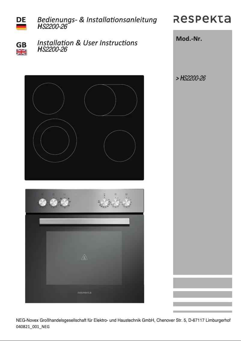 Image de la première page du manuel de l'appareil Theresa HS2200-26