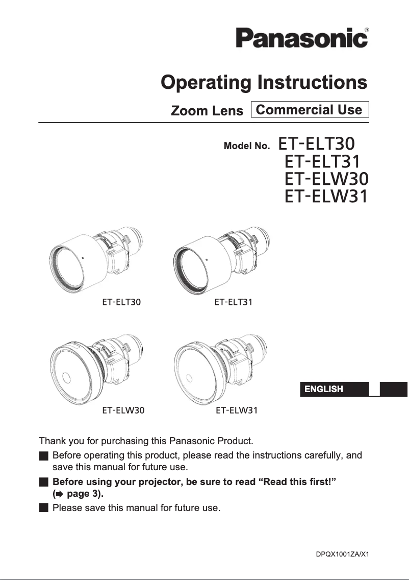 Image de la première page du manuel de l'appareil ET-ELT30