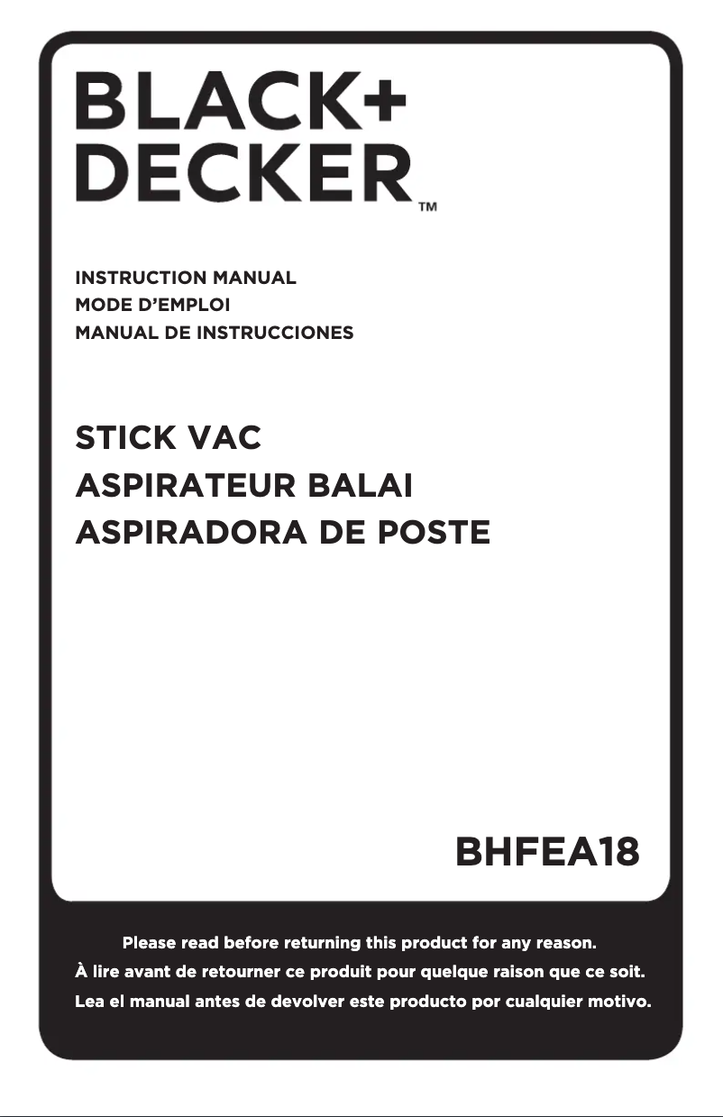 Page n°1 - Manuel utilisateur Black & Decker BHFEA18