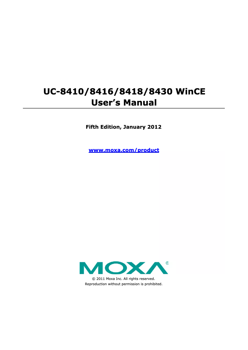 Page 1 de la notice Manuel utilisateur Moxa UC-8410