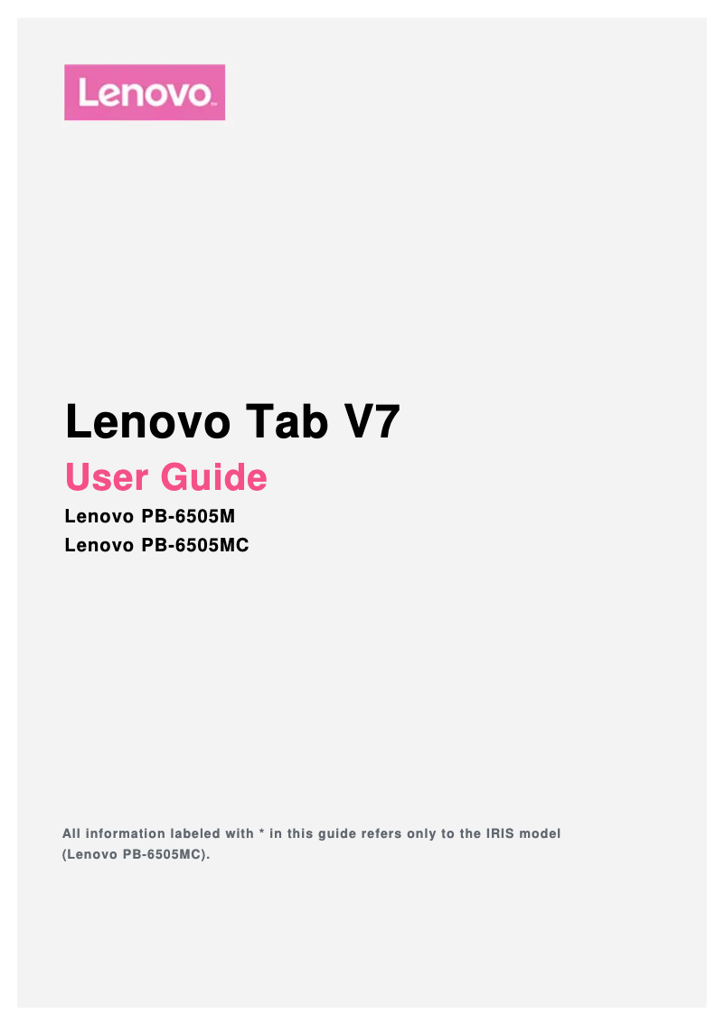 Page 1 de la notice Manuel utilisateur Lenovo Tab V7