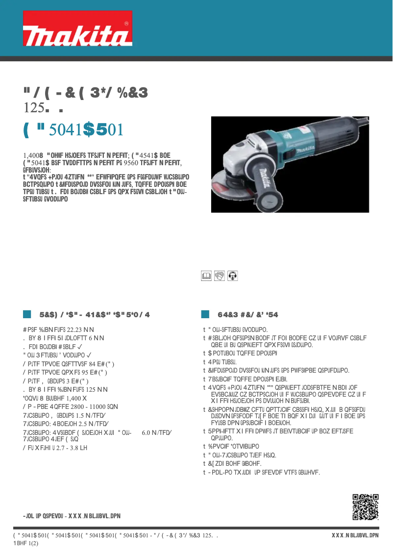 Page 1 de la notice Fiche technique Makita GA5041CT01